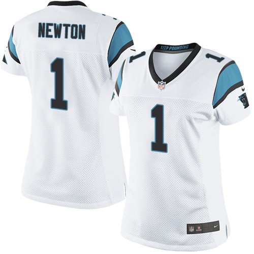 Women's Limited Cam Newton Nike Jersey White Road - #1 NFL Carolina Panthers